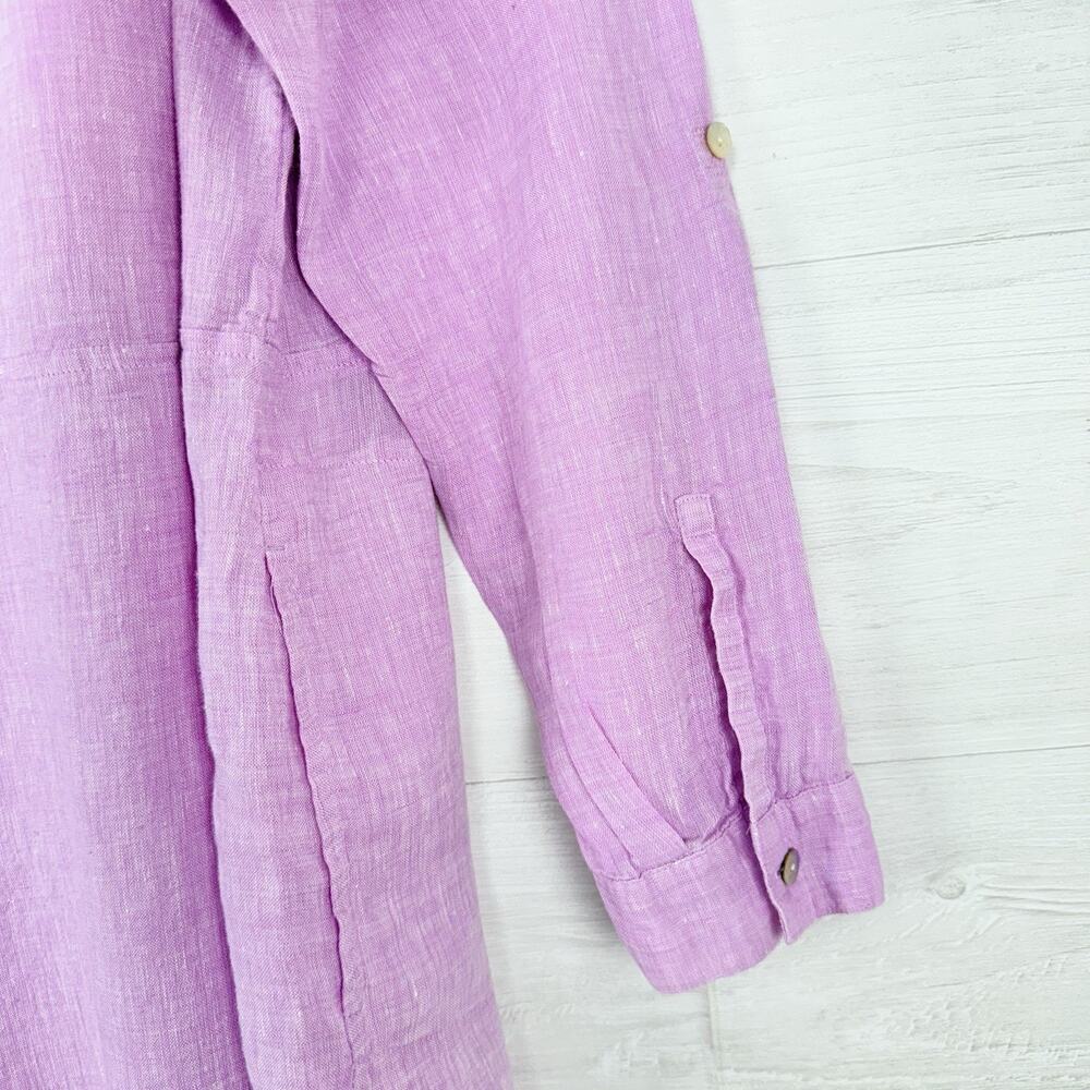 J.Jill Love Linen Relaxed Tunic Top Size L Petunia Pink Lagenlook Coastal Beach - Picture 9 of 16
